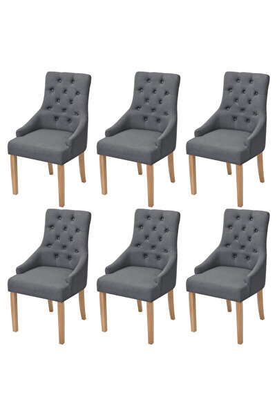 Concept Scaune de bucătărie, 6 buc., gri închis, material textil
