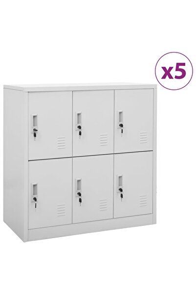 Concept Ντουλάπια 5 τεμαχίων ανοιχτό γκρι 90x45x92,5 cm από ατσάλι