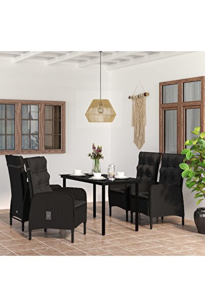 Concept Σετ επίπλων κήπου με μαξιλάρια, 5 τεμάχια, μαύρο