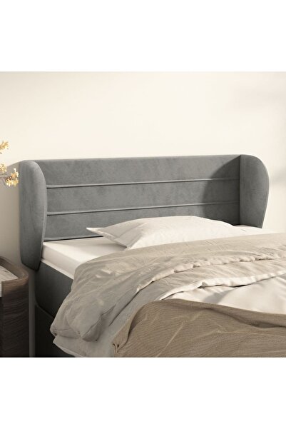 Concept Tăblie de pat cu aripioare gri deschis 93x23x78/88 cm catifea