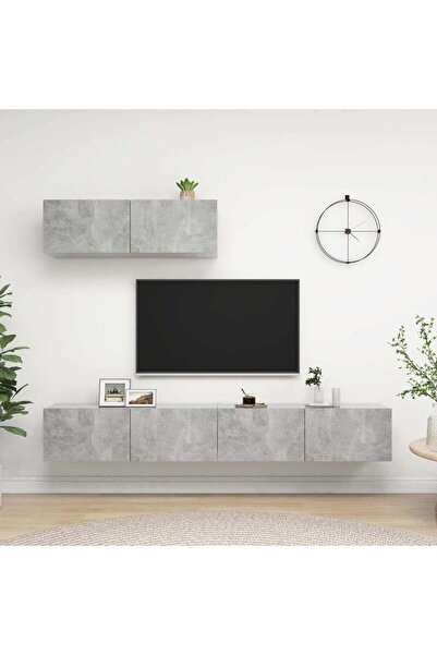 Concept Comode TV, 3 buc., gri beton, PAL