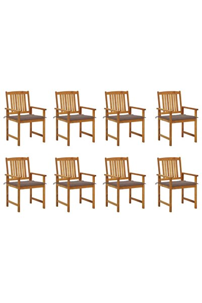 Concept Καρέκλες κήπου με μαξιλάρια, 8 τεμ., από μασίφ ξύλο ακακίας