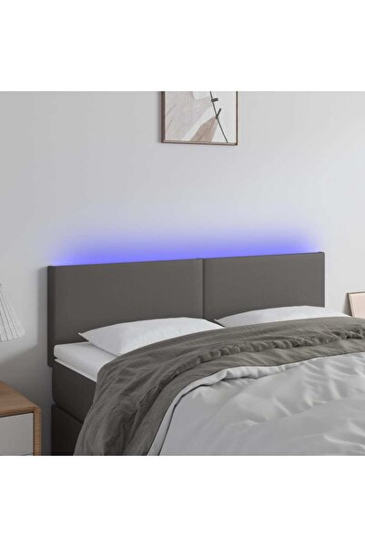 Concept Κεφαλάρι LED, γκρι, 144x5x78/88 cm, οικολογικό Δερμάτινο