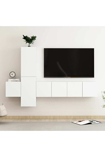 Concept Set dulapuri TV, 5 piese, alb, PAL