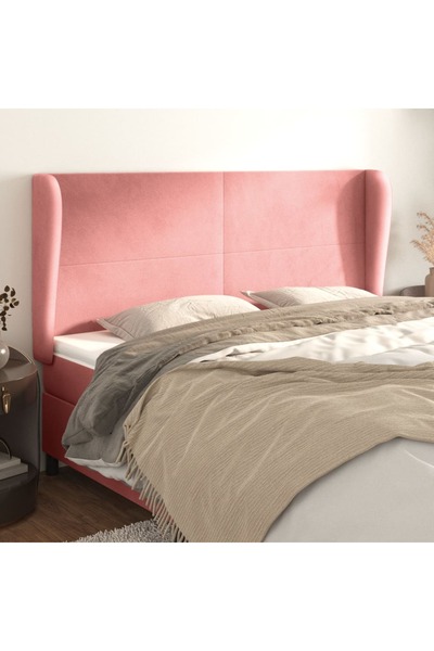 Concept Tăblie de pat cu aripioare, roz, 203x23x118/128 cm, catifea