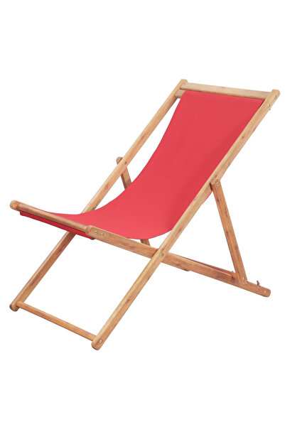 Concept Scaun de plajă pliabil, roșu, textil și cadru din lemn