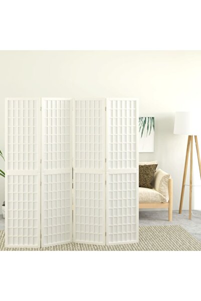 Concept Paravan pliabil cu 4 panouri, stil japonez, alb, 160x170 cm