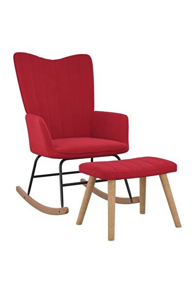 Concept Κουνιστή πολυθρόνα με σκαμπό, κόκκινο κρασί, Βελούδο