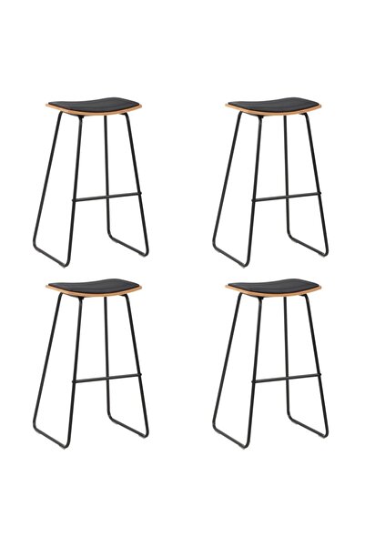 Concept Taburete de bar, 4 buc., negru, piele ecologică
