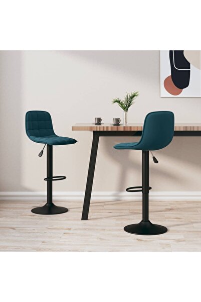 Concept Scaune de bar, 2 buc., albastru, catifea