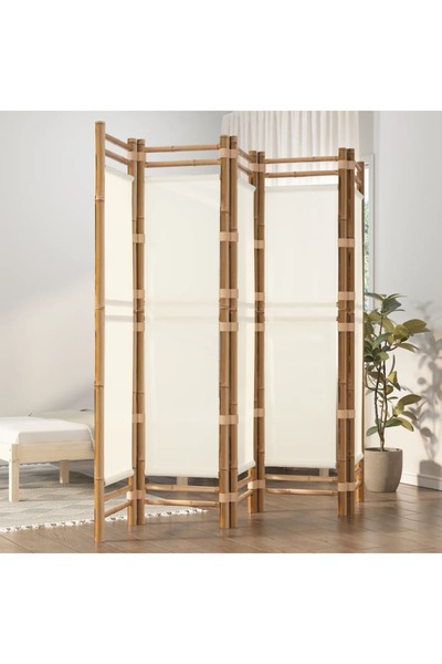 Concept Separator de cameră pliabil cu 5 panouri 200 cm bambus și pânză