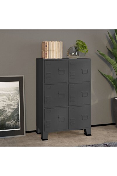 Concept Fișet industrial, antracit, 75x40x115 cm, metal