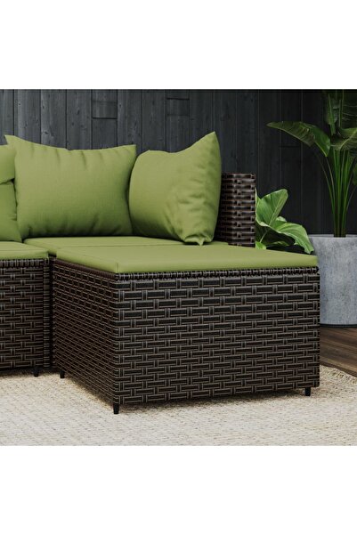 Concept Taburet de grădină cu pernă, maro, poliratan