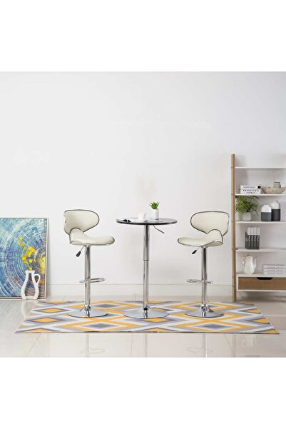 Concept Scaune de bar, 2 buc., crem, piele ecologică