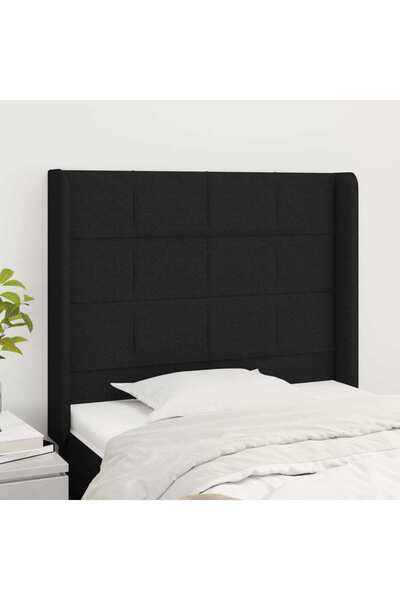 Concept Κεφαλάρι κρεβατιού με φτερά, μαύρο, 93x16x118/128 cm, ύφασμα