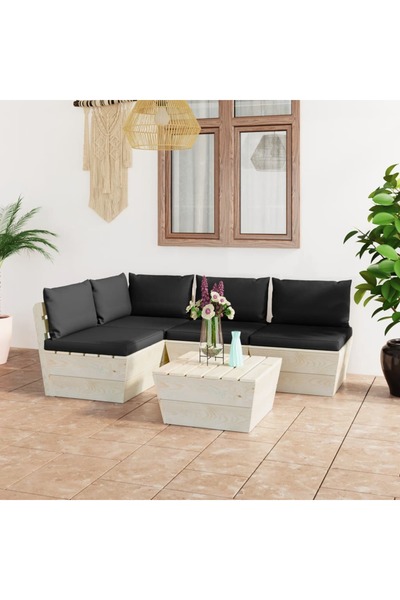 Concept Set mobilier grădină din paleți cu perne, 5 piese, lemn molid