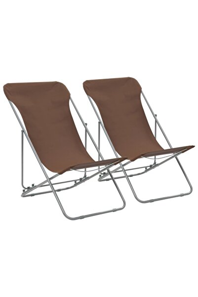 Concept Πτυσσόμενες καρέκλες θαλάσσης, 2 τεμ., καφέ, ατσάλι και ύφασμα oxford