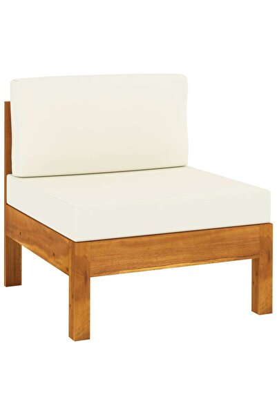 Concept Canapea de mijloc cu perne alb crem, lemn masiv de acacia