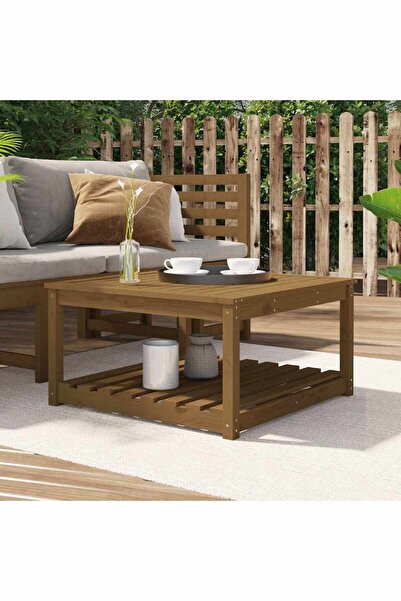 Concept Τραπέζι κήπου, μελί καφέ, 82,5x82,5x45 εκ., μασίφ ξύλο πεύκου