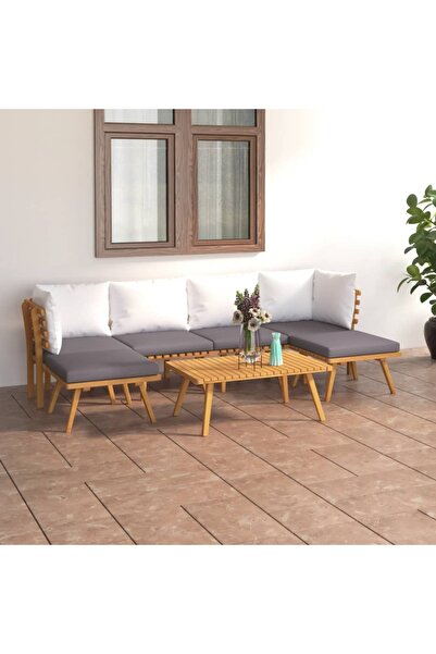 Concept Σετ επίπλων κήπου με μαξιλάρια, 7 τεμάχια, από μασίφ ξύλο ακακίας