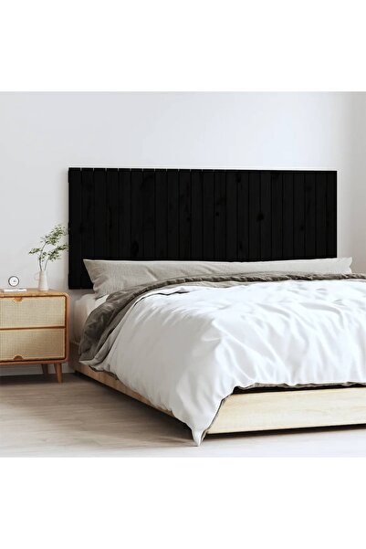 Concept Tăblie de pat pentru perete, negru, 147x3x60 cm, lemn masiv pin