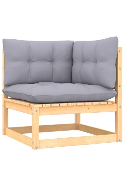 Concept Canapea colțar de grădină cu perne gri, lemn masiv de pin