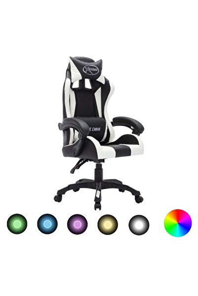 Concept Αγωνιστική σέλα με RGB LED, μαύρο και άσπρο, οικολογικό Δερμάτινο