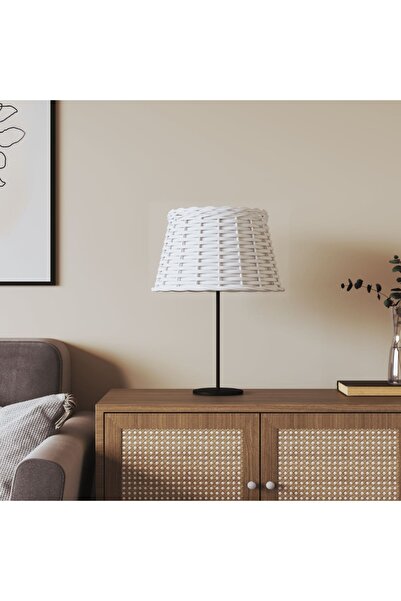 Concept Αμπαζούρ, λευκό, Ø38x23 cm, ψάθα