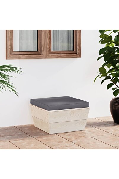 Concept Taburet de grădină din paleți cu pernă, lemn de molid tratat