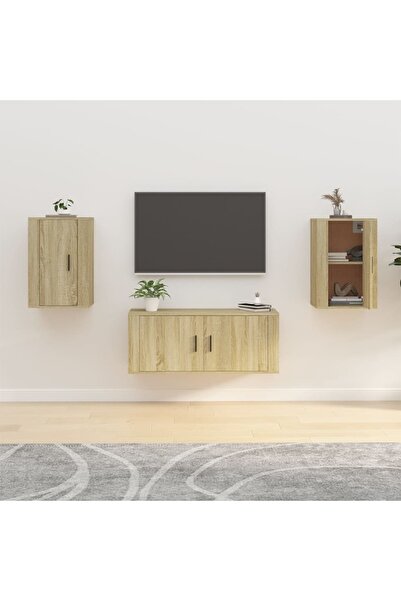 Concept Επιτοίχια ντουλάπια τηλεόρασης 2 τεμάχια δρυς sonoma 40x34,5x60 εκ.