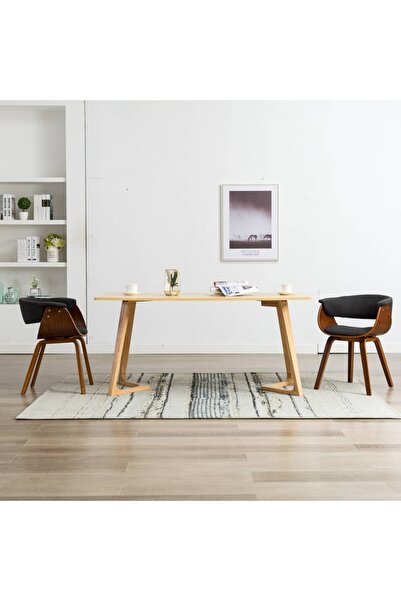 Concept Scaune de bucătărie, 2 buc, gri, lemn curbat și material textil