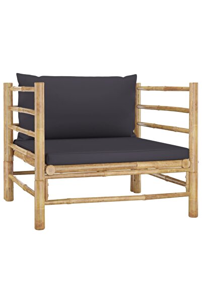 Concept Καναπές κήπου, σκούρα γκρι μαξιλάρια, Μπαμπού