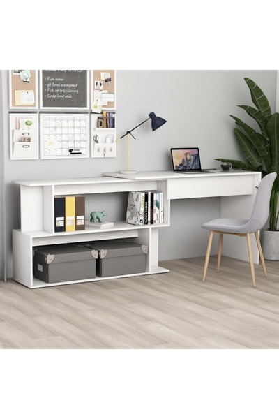 Concept Γωνιακό γραφείο, λευκό, 200 x 50 x 76 cm, μοριοσανίδα