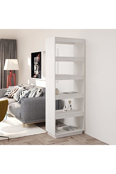 Concept Βιβλιοθήκη/διαχωριστικό δωματίου, λευκό, 60x35x167 cm, μασίφ ξύλο πεύκου