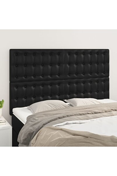 Concept Κομοδίνα, 4 τεμ., μαύρα, 72x5x78/88 cm, οικολογικό Δερμάτινο