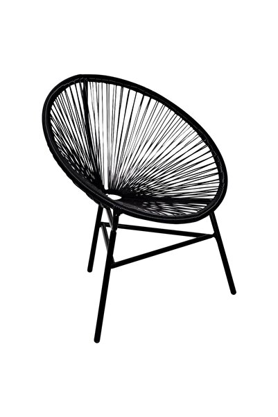 Concept Πολυθρόνα κήπου σε σχήμα φεγγαριού, μαύρη, πολυρατάν