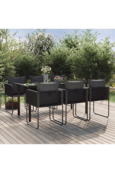 Concept Σετ τραπεζαρίας κήπου, 7 τεμάχια, μαύρο