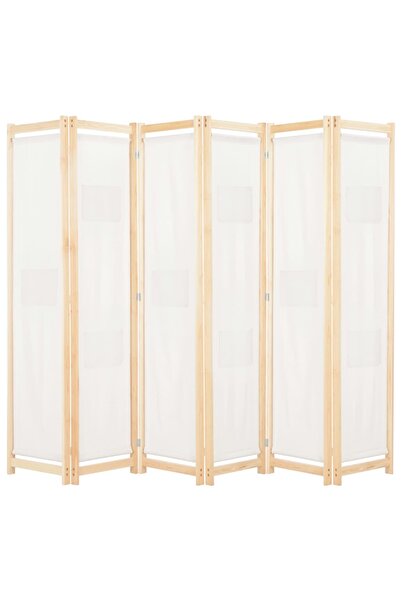 Concept Paravan cameră, 6 panouri, crem, 240x170 x4 cm, material textil