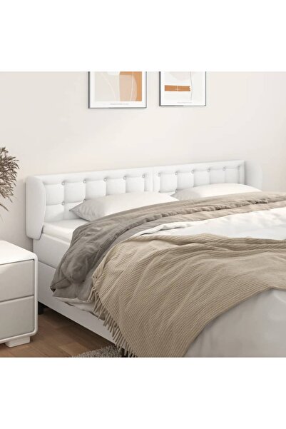 Concept Tăblie de pat cu aripioare alb 203x23x78/88 cm piele ecologică