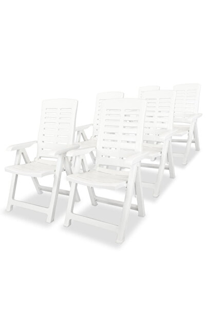 Concept Scaune de grădină rabatabile, 6 buc., alb, plastic