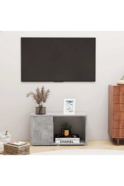 Concept Comodă TV, gri beton, 60x24x32 cm, PAL