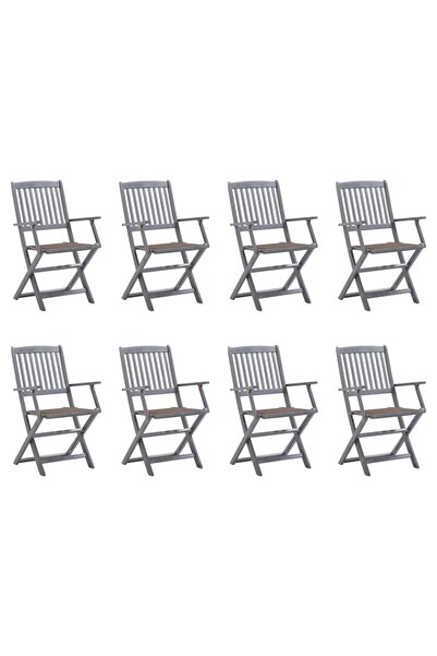 Concept Πτυσσόμενες καρέκλες εξωτερικού χώρου με μαξιλάρια, 8 τεμ., από μασίφ...