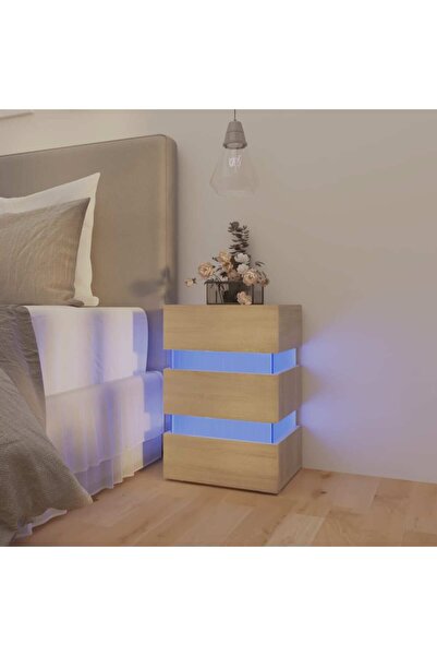 Concept Bedside cabinet, with LED, sonoma oak, 45x35x67 cm, chipboard
