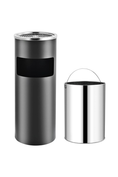 Concept Κάδος απορριμμάτων ξενοδοχείου με τασάκι, γκρι, χάλυβας, 30 λίτρα