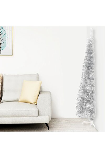 Concept Ημίλεπτο χριστουγεννιάτικο δέντρο με βάση, ασημί, 150 εκ.