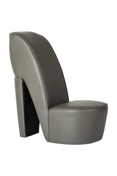 Concept Πολυθρόνα, ψηλοτάκουνο, γκρι, οικολογικό Δερμάτινο