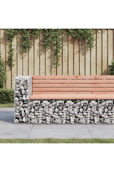 Concept Bancă de grădină design gabion 122x71x65,5cm lemn masiv Douglas