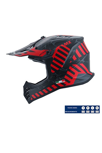 Sway SW618 Alert Siyah Kırmızı Çocuk Cross Kaskı