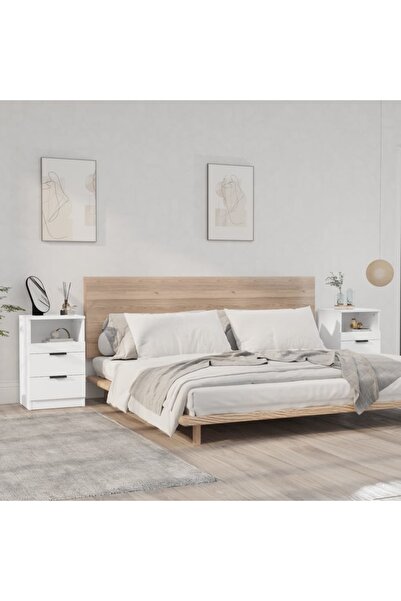 Concept Noptiere, 2 buc., alb, lemn prelucrat