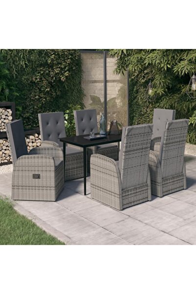 Concept Σετ επίπλων κήπου 7 τεμαχίων με μαξιλάρια, γκρι